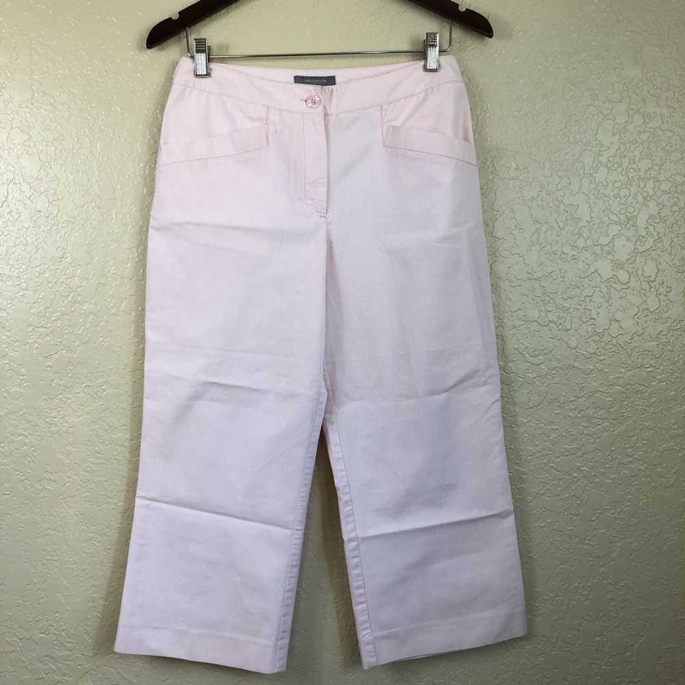 Ann Taylor blush pink pinstripe Capri Pants